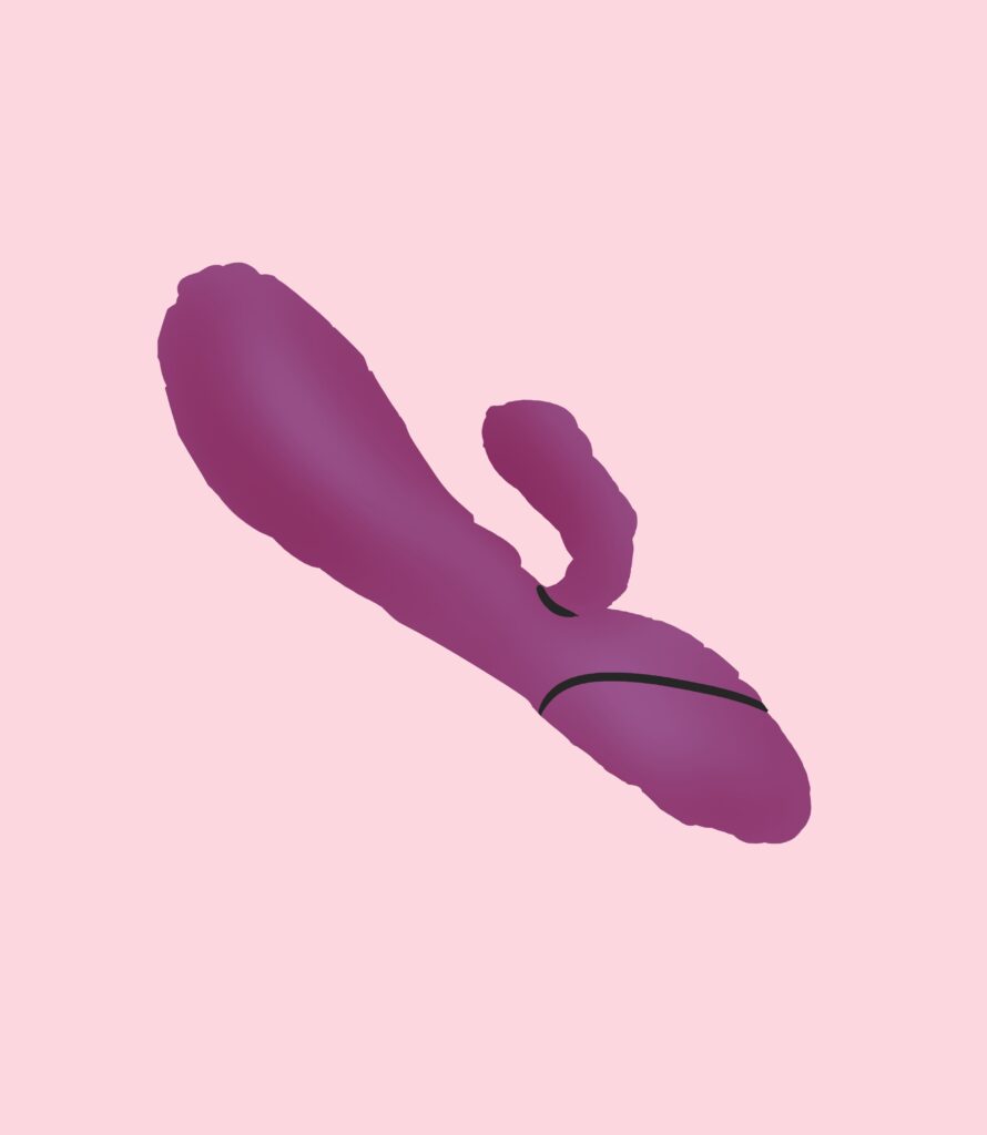Die Illustration zeigt ein violettes Sex-Toy.